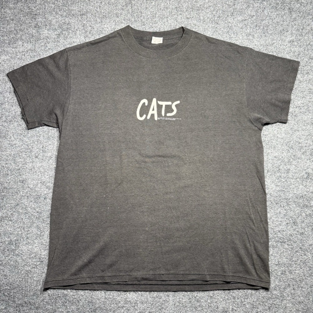 Vintage 80S Cats Musical Eyes Dance Black T-Shirt Size Large